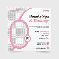 Beauty spa and massage center template for social media promotion. Special skin care salon promotion poster design with photo placeholders. Women body care and relaxing treatment advertisement. vector