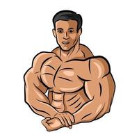 Man With Muscle Body Illustration vector