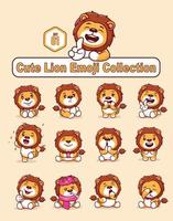 Set of cute lion characters with different emoticons vector