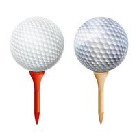 Realistic Golf Ball On Tee. Vector Isolated Illustration