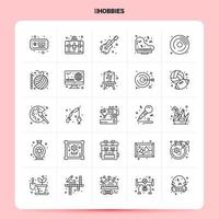 OutLine 25 Hobbies Icon set Vector Line Style Design Black Icons Set Linear pictogram pack Web and Mobile Business ideas design Vector Illustration