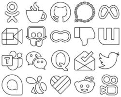 20 Eye-catching and high-resolution Black Line Social Media Icons such as dislike. mothers. meta and peanut icons. Modern and minimalist vector