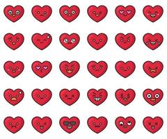 Heart emoji filled vector icon set