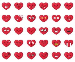 Heart emoji flat vector icon set 2