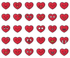 Heart emoji filled vector icon set 2