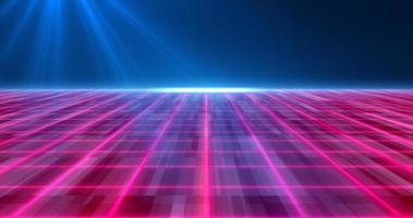 Abstract red glowing neon laser grid retro futuristic high tech from 80s, 90s with energy lines on surface and horizon, abstract background photo