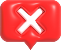 No, Wrong and Declined 3D icon, Realistic Negative Red cross symbol 3D rendering illustration png