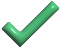 3D Green tick isolated png