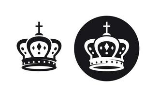 Crown icon set. Black and white icons vector