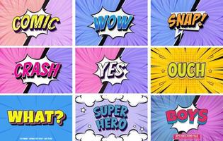 Comic Editable text effect set, Comic text style template set, Set of editable text effect design, Bundle of editable text effect vector