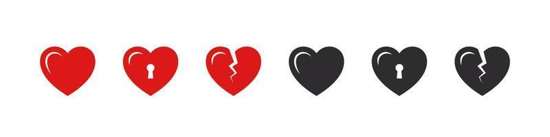 Hearts of different shapes. Symbols of love. Emoticons hearts. Vector images