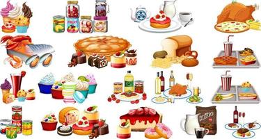 Foods and beverages set vector