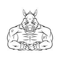 Strong Wild Boar Mascot vector