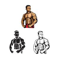 Body builders illustration collection on white background vector