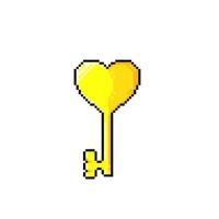 golden love key in pixel art style vector