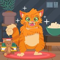 Orange Cat Pose at Home vector