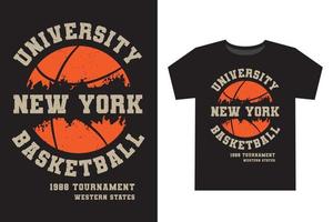 University new york basketball varsity typography t shirt design vector