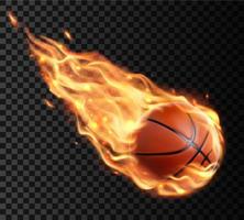 Flying basketball ball with fire flame trails vector