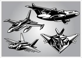 collection of modern military aircraft vector