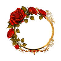 Beautiful Floral Wreath With Red Rose Flower Circle Frame png