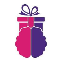 Gift Brain Logo Icon Design. vector