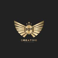 RP Letter Initial with Royal Luxury Logo Template vector