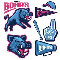 set bundle of sport wild boar mascot vector