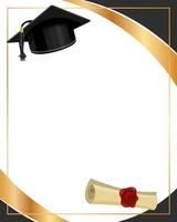 Background with graduation cap and papyrus certificate. Golden black design for graduation diploma, awards. Education concept.Vector vector