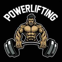 Powerlifting Logo with Muscle Man Hold the Barbell vector