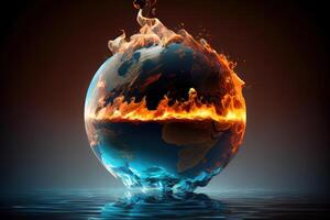 Overheating planet earth global warming campaign mixed media. photo