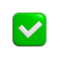 green tick icon illustration design in 3d style png