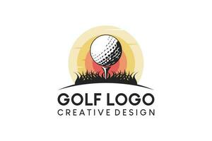 Golf symbol logo design with sun background vector