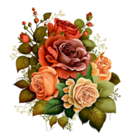 Beautiful Natural Red Rose Flowers Bouquet. png