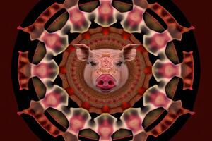 Pig Animal mandala fractal illustration photo