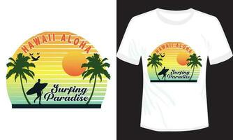 Hawaii Aloha Surfing Paradise T-shirt Design Vector Illustration