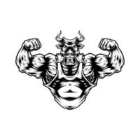 GYM BULL BLACK AND WHITE vector