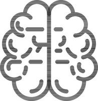 Black line art illustration of brain icon. vector