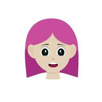 Girl with pink hair and anime eyes. vector