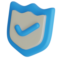 3D render secure shield tick verified approval sign icon illustration png