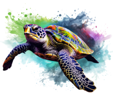 pintado mar tortuga. ilustración ai generativo png