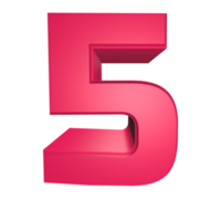 Number 5 3D render illustration png