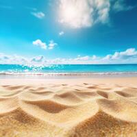 Sand beach and sky. Abstract blur defocused background. photo