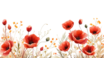 Poppy flowers isolated png