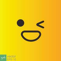 Smile icon template design. Smiling emoticon vector logo on yellow background. Face line art style. Funny doodle drawing, fun symbol, humor, joy concept. EPS 10.