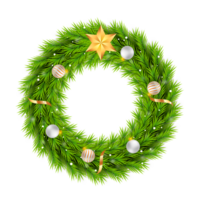 christmas wreath design merry christmas door decoration element with christmas ball ribbon and snowflake and star png