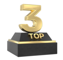 Top Gold With Black Number 3D Render png