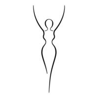 Woman body sketch, line art icon. Female pose outline silhouette, model, figure. Abstract sign of girl for wellness center, sport, dance, beauty salon, spa. Vector illustration