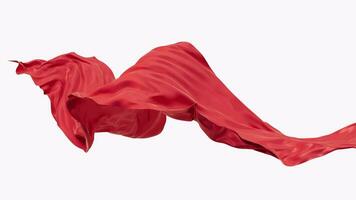 Flowing red wave cloth with alpha channel, 3d rendering. video