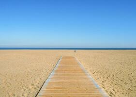 Sea and empty beach scene photo