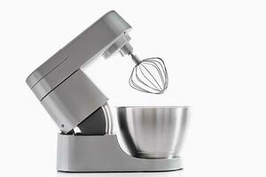 Kitchen electric mixer on white background, Food processor closeup photo